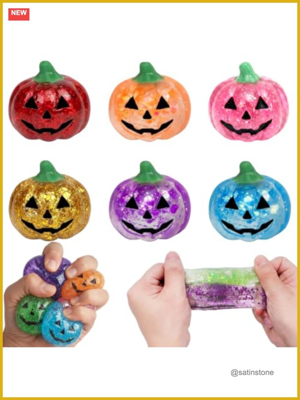 6 Pack Halloween Pumpkin Squishy Toys Stress Relief Balls Party Favors